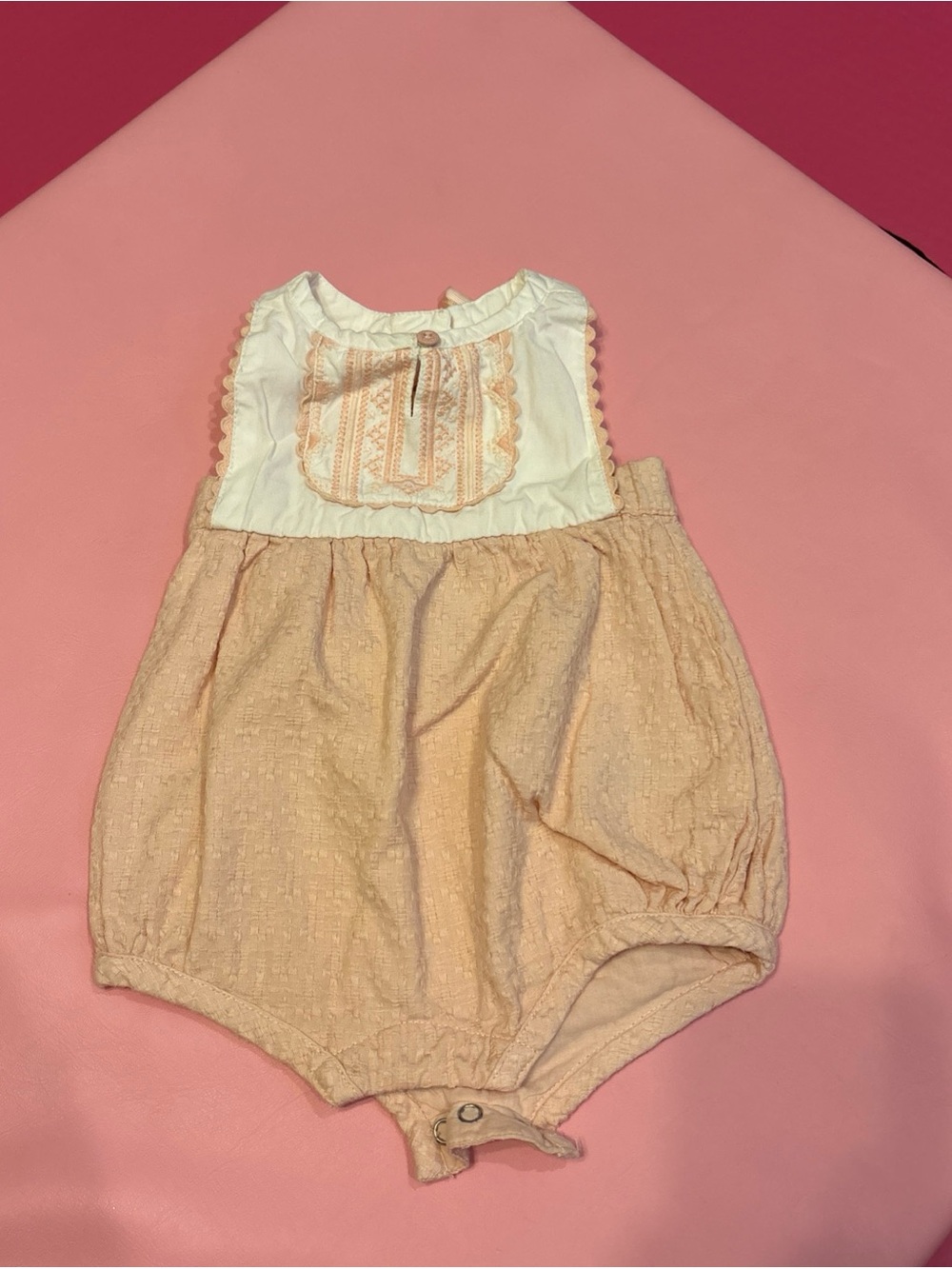 Catharine Maladrino 'mini' Peach & Cream Bubble Romper 3-6 Months